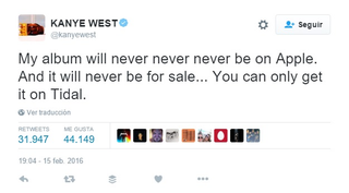 Illustration for article titled El último disco de Kanye West bate récords de descargas piratas tras su lanzamiento en Tidal